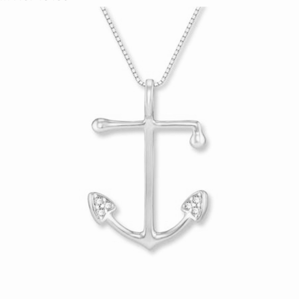 White Gold NaHoku Anchor Pendant